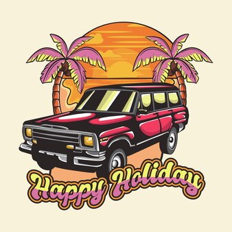 Auto's vakantie vakantie illustratie