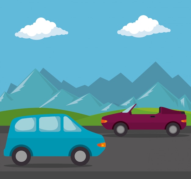 Gratis vector auto's voertuigen transport scene