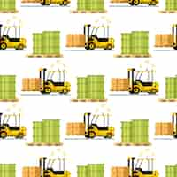 Gratis vector automatische levering heftruck auto naadloze patroon