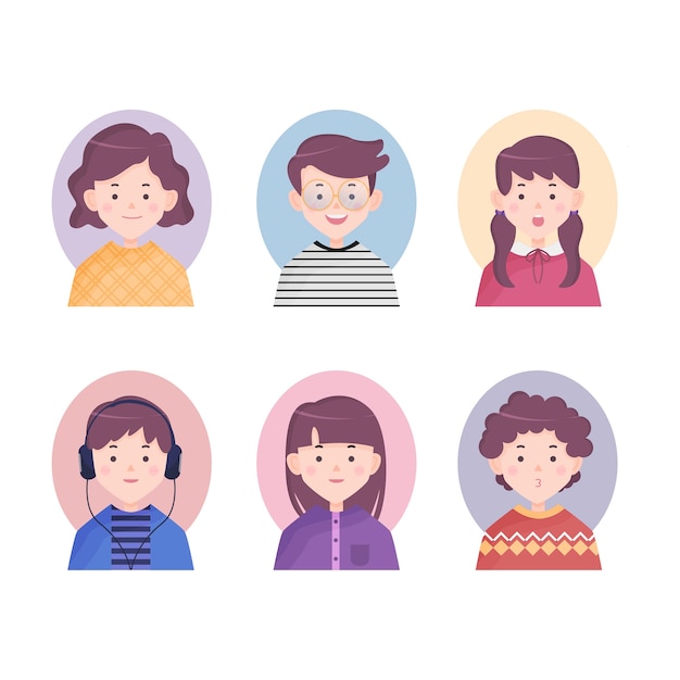 Gratis vector avatar set geïsoleerd op een witte achtergrond