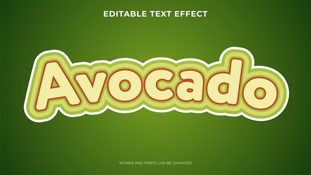 Gratis vector avocado-teksteffect met 3d-stijl