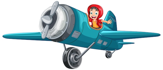 Gratis vector avontuur kid op light aircraft vector