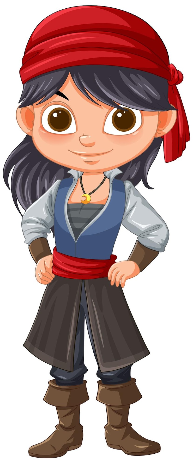 Gratis Vector avontuurlijke jonge piratenmeisje illustratie