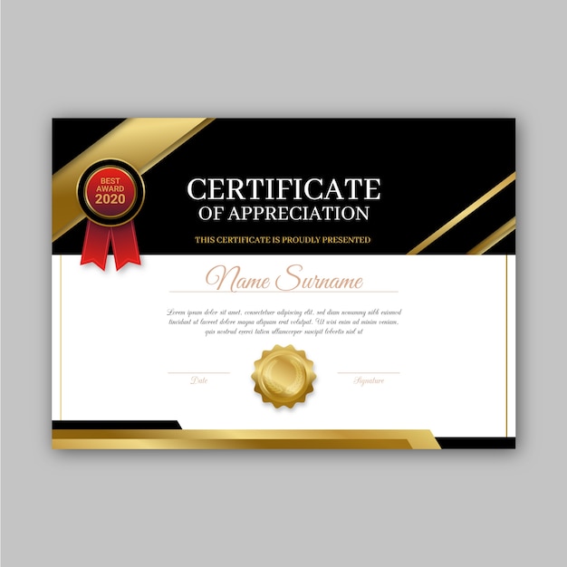 Gratis vector award certificaat sjabloon concept