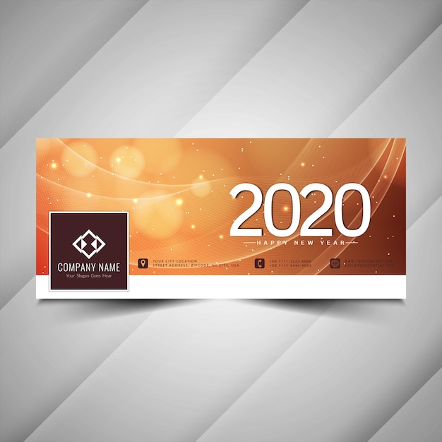 Gratis vector awesome 2020 nieuwjaar facebook cover