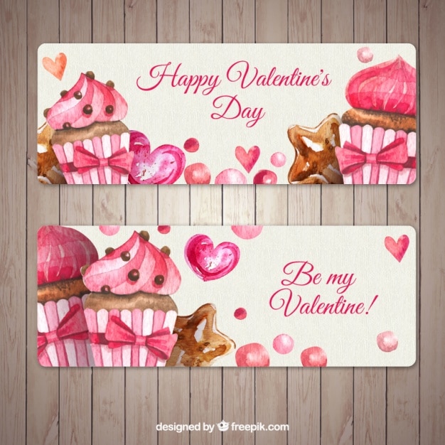 Awesome banners met cupcakes voor valentijnsdag