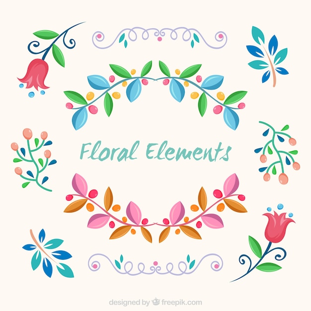 Awesome florale ornamenten in plat design