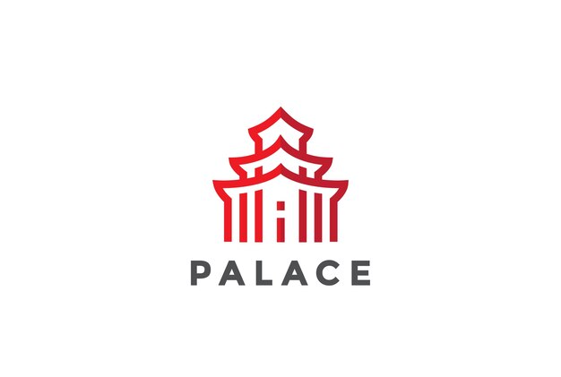 Aziatische architectuur Logo pictogram. Lineaire stijl