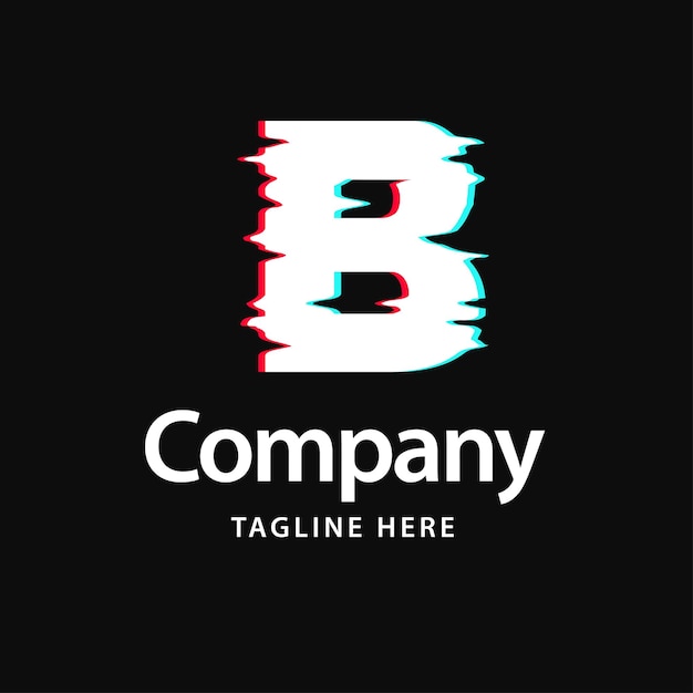 B glitch logo business merkidentiteit ontwerp vectorillustratie