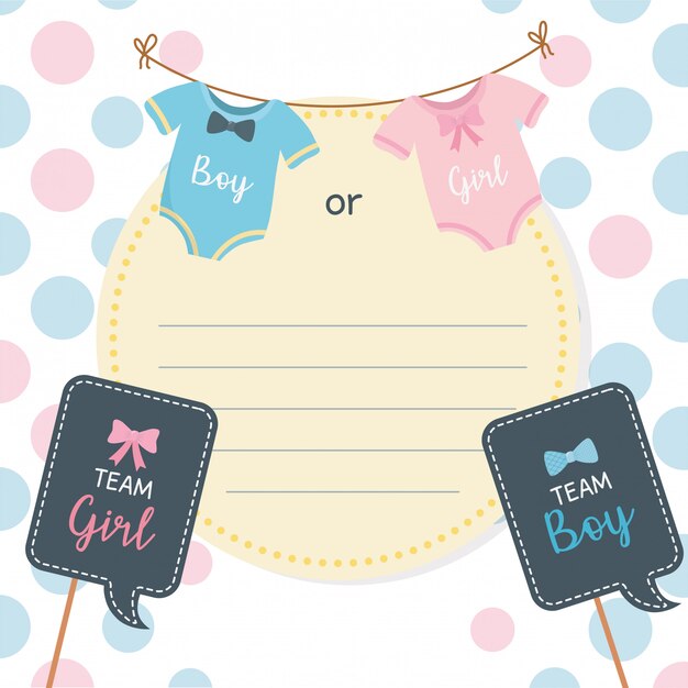Baby douchekaart met kleren hangen