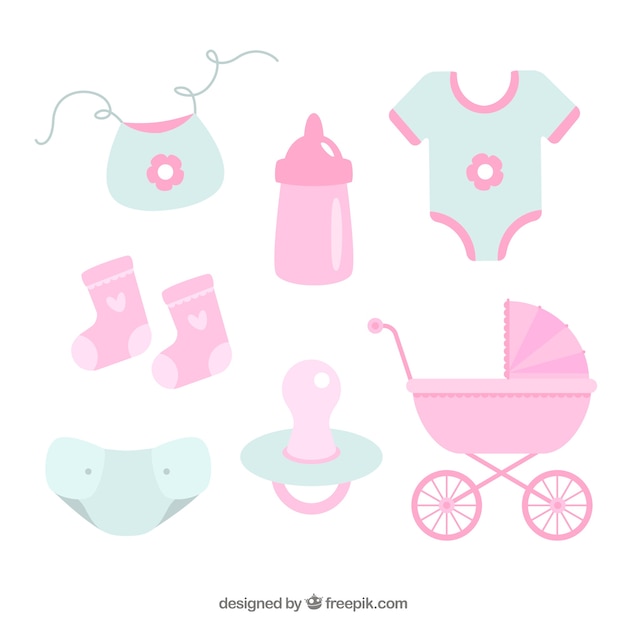 Gratis vector baby elementen collectie in vlakke stijl