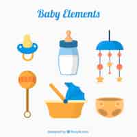 Gratis vector baby-elementen in vlakke stijl instellen