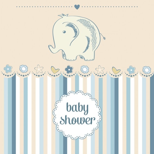 Gratis vector baby jongen douche-kaart met kleine olifant