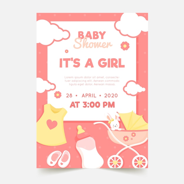 Baby meisje douche uitnodiging thema