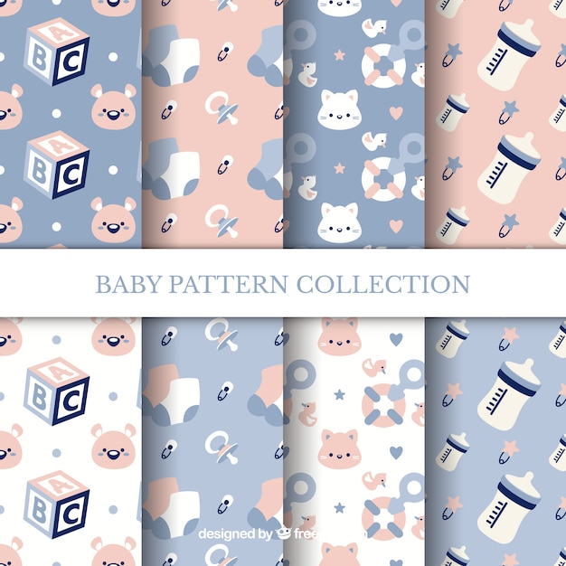 Baby patronen collectie in vlakke stijl
