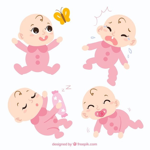 Gratis vector baby's collectie in de hand getrokken stijl