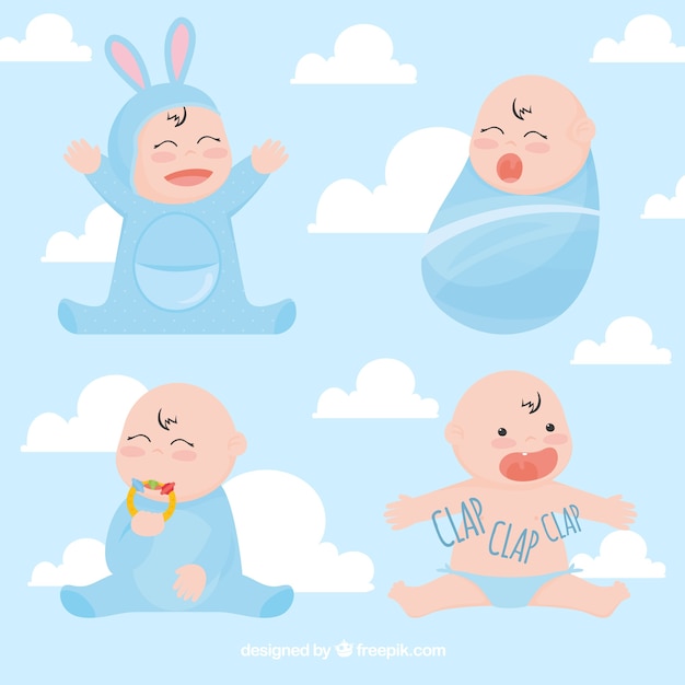 Gratis vector baby's collectie in de hand getrokken stijl