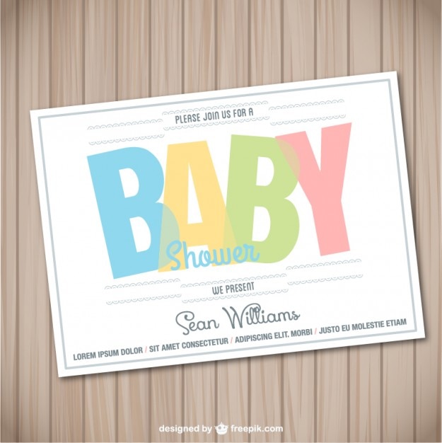 Gratis vector baby shower kaart houten mal