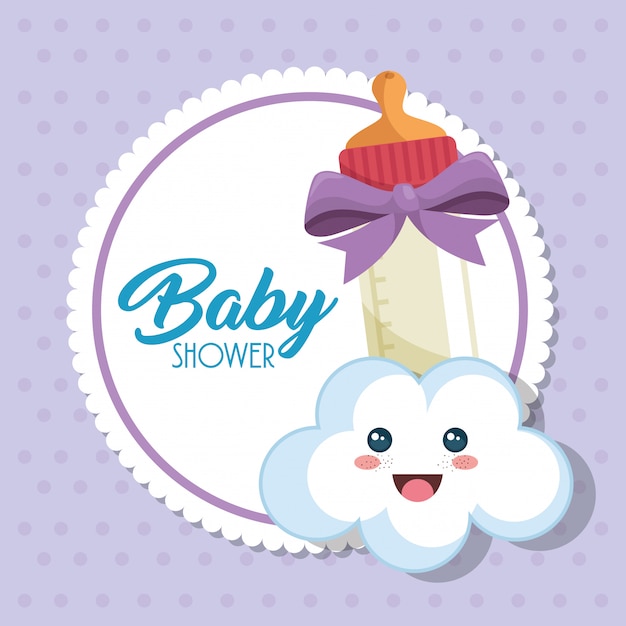 Gratis vector baby shower kaart met fles melk