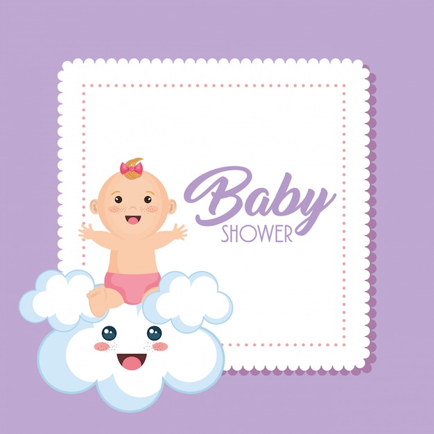 Gratis vector baby shower kaart met meisje