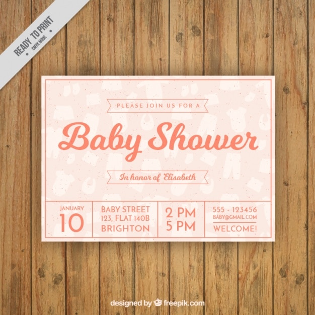 Gratis vector baby shower partij uitnodiging