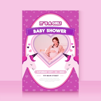 Baby shower uitnodiging sjabloon met foto