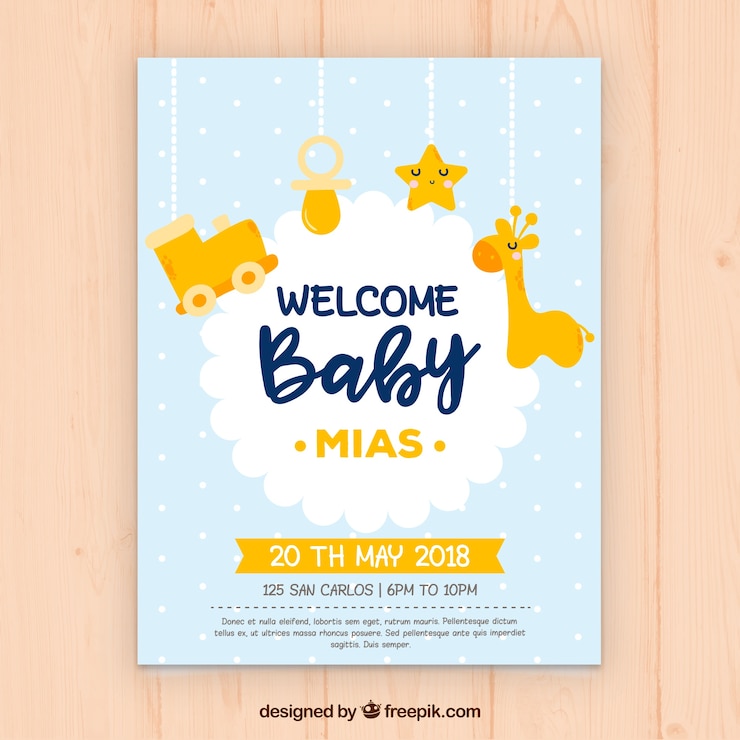 Gratis Vector baby shower uitnodiging ter beschikking getrokken stijl