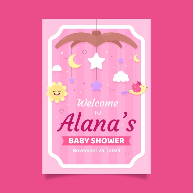 Gratis vector baby shower viering poster sjabloon