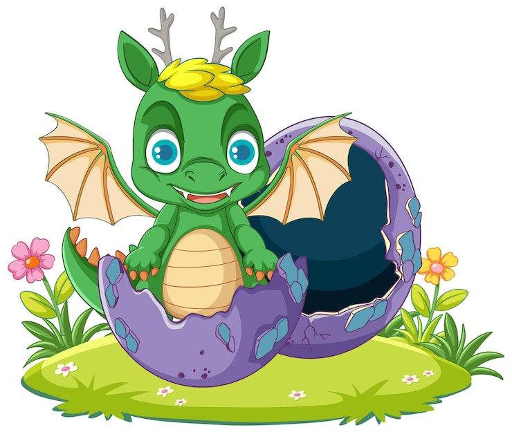 Gratis Vector babydraak broedeieren in de natuur
