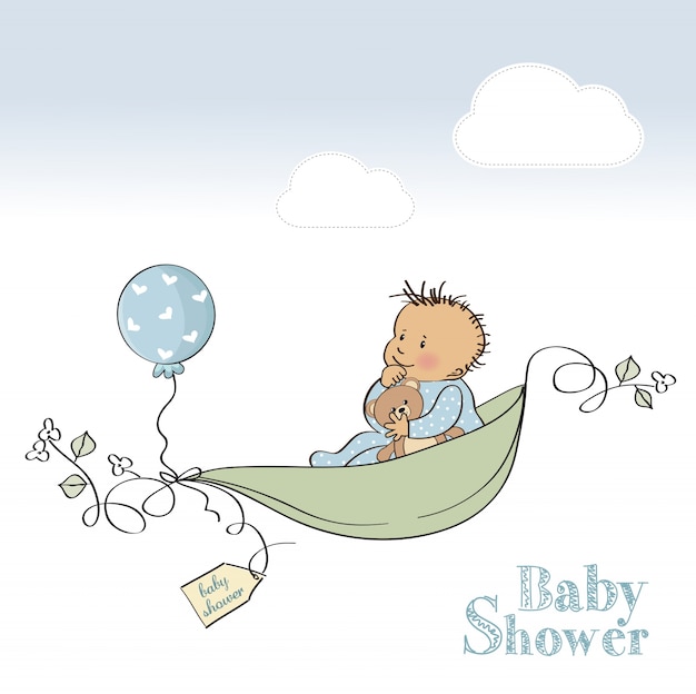 Gratis vector babyjongen douche kaart