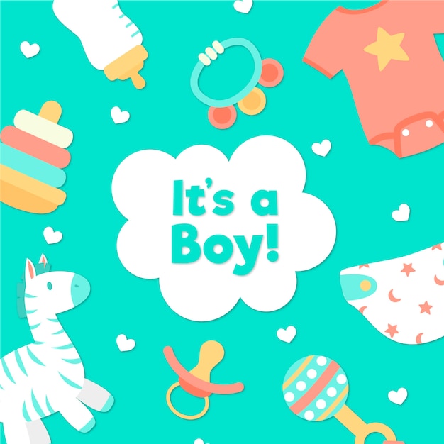 Gratis vector babyshower-evenement voor jongensthema