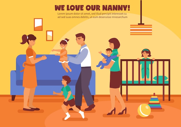 Babysitter achtergrond illustratie