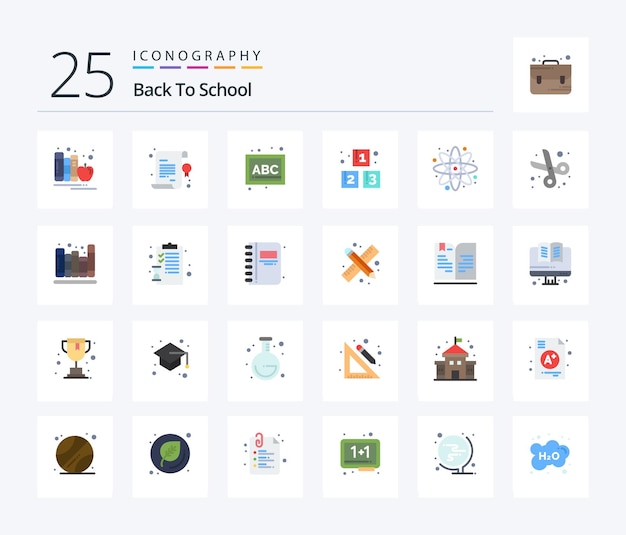 Gratis vector back to school 25 flat color icon pack inclusief back to school onderwijsster terug naar school school