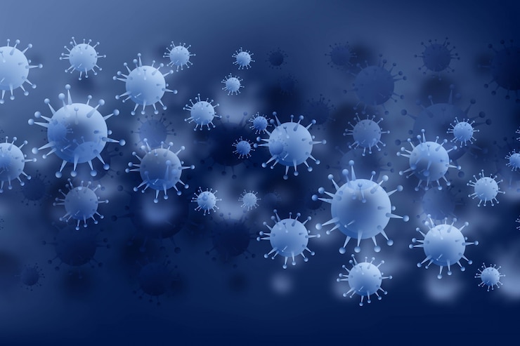 Gratis Vector bacteriën of virusinfectie griep blauwe achtergrond