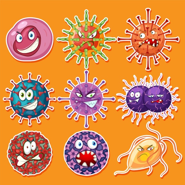 Gratis vector bacteriën ziektekiemen en virussen collectie