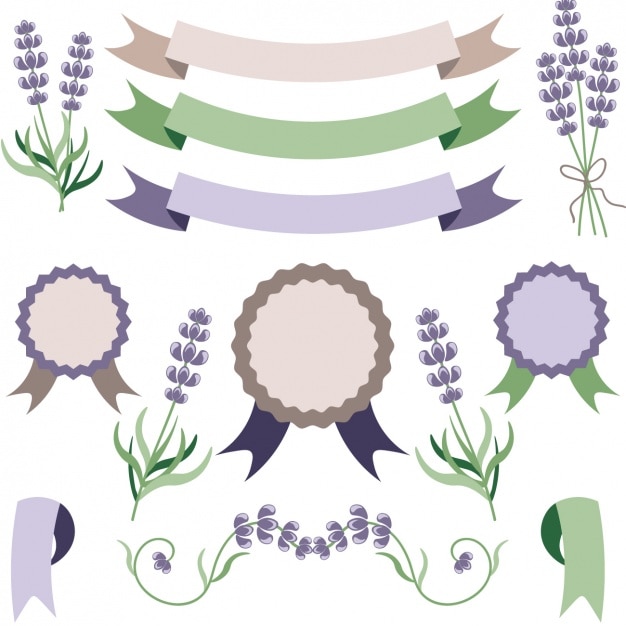 Badge collectie met lavendel