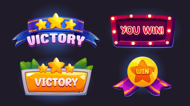 Badge voor de overwinning spel ui ontwerp