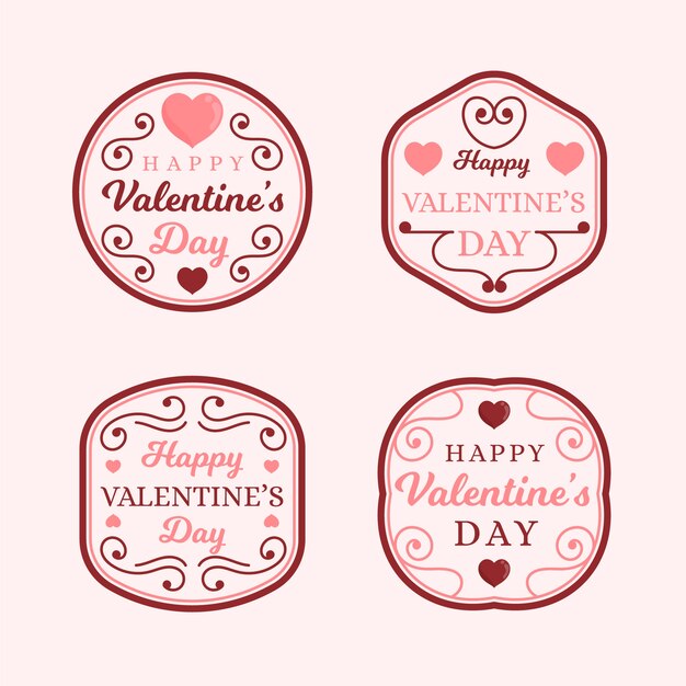 Badges voor Valentijnsdagcollectie met mooie lijnen