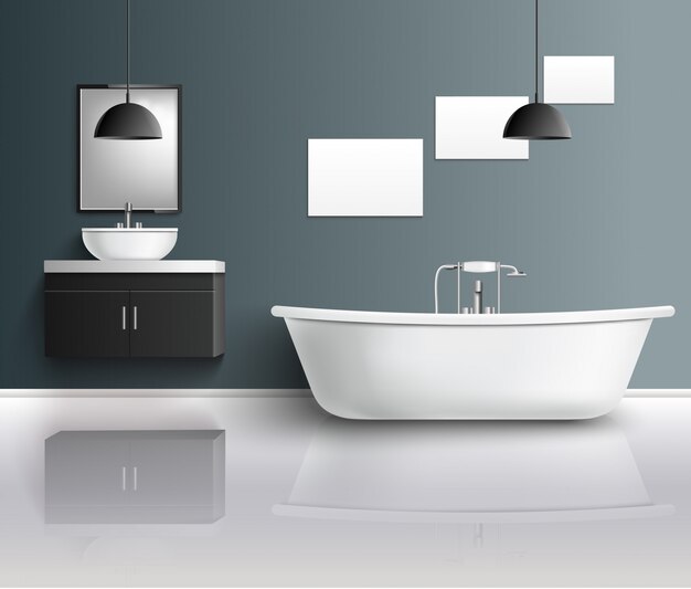 Badkamer realistische interieur samenstelling