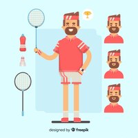 Badmintonspeler met racket en veren