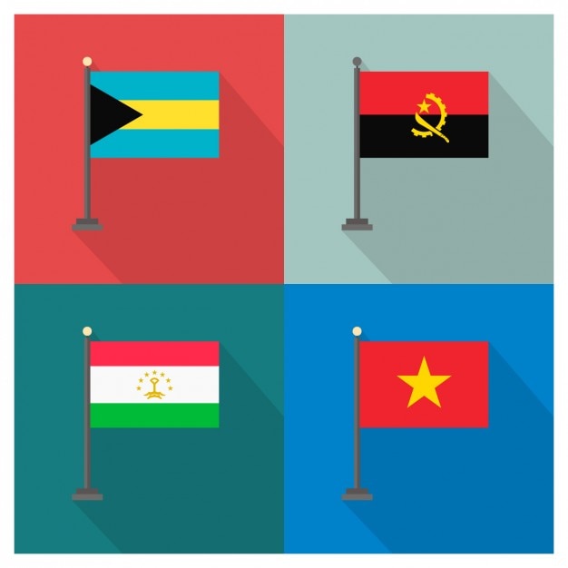 Bahamas angola tajikistan vietnam en vlaggen Gratis Vector