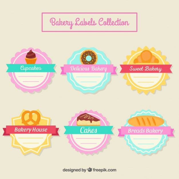 Gratis vector bakkerij etiketten collectie