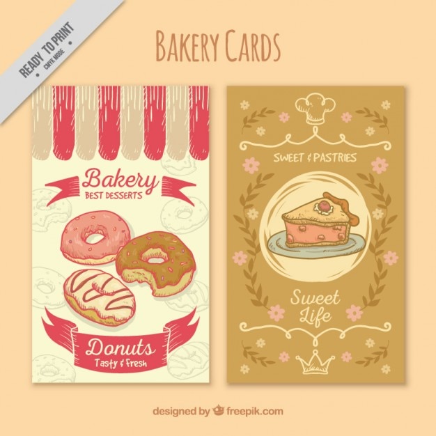 Gratis vector bakkerij kaarten in vintage design