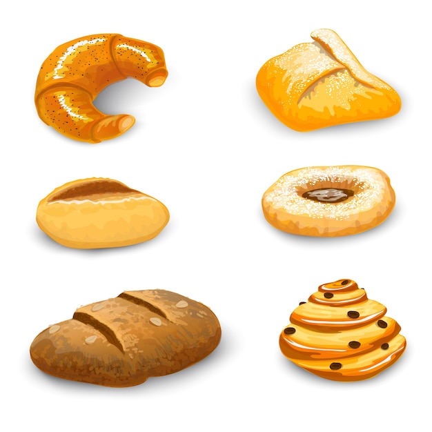 Gratis vector bakkerij set geïsoleerd