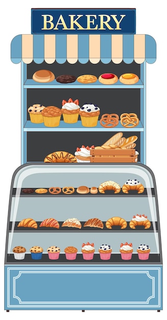 Gratis vector bakkerij showcase display geïsoleerd