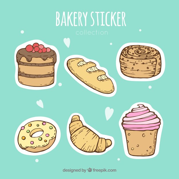 Bakkerij stickers collectie met snoep