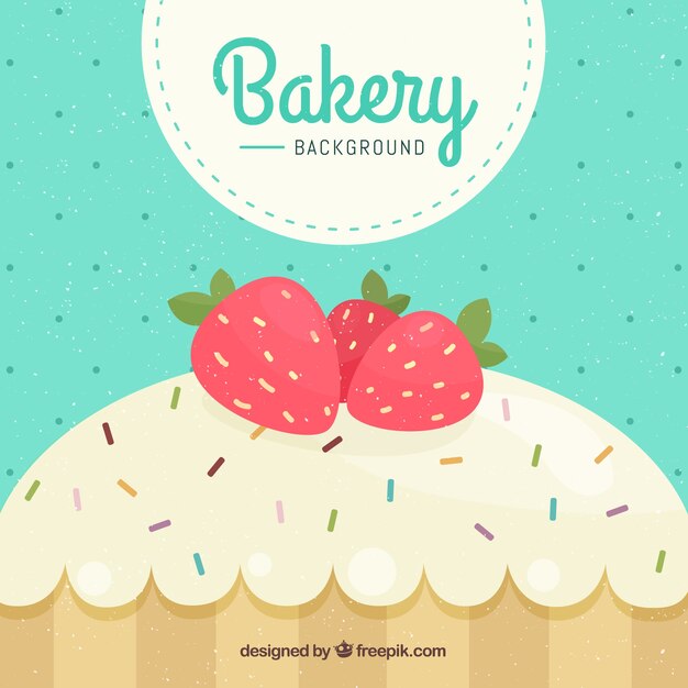 Gratis vector bakkerijachtergrond met dessert in vlakke stijl