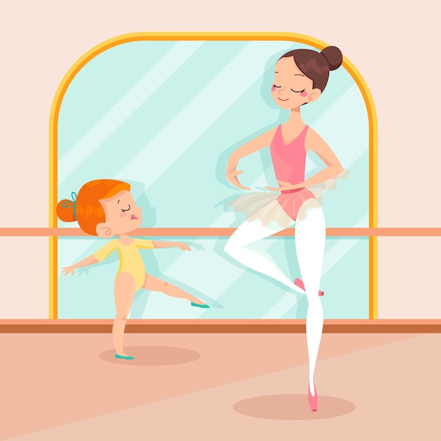 Gratis vector balletdansers bij lesillustratie