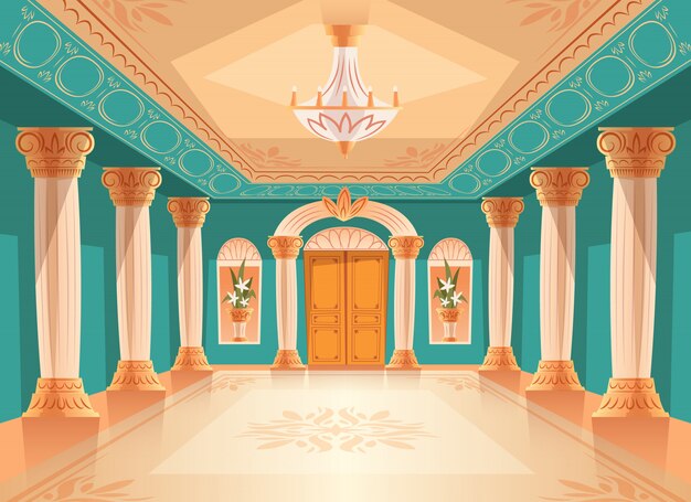 Balzaal of paleis ontvangsthal illustratie van luxe museum of kamer kamer.