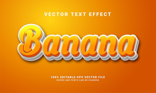 Banaan 3d-teksteffect. bewerkbare tekststijl, geschikt voor bananenfruitthema